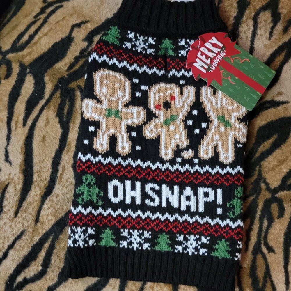 Pet Sweater Dog or Cat Gingerbread Oh Snap! Hoilday  xs sm New!